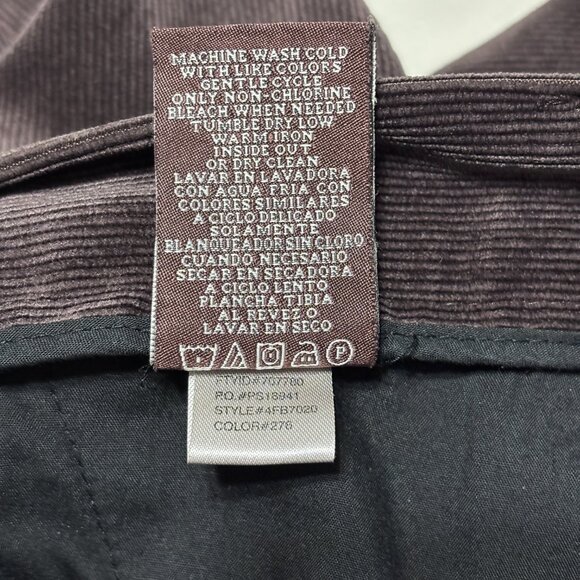 Perry Ellis Corduroy Pants Men's 34x32 Dark Brown Preppy Soft Stretch Flat Front - Picture 8 of 12